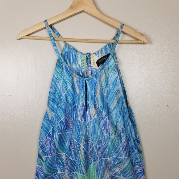 PINEDA COVALIN 100% Silk Spaghetti Strap Dress Flowy Lightweight Graphic Pattern - Picture 3 of 13